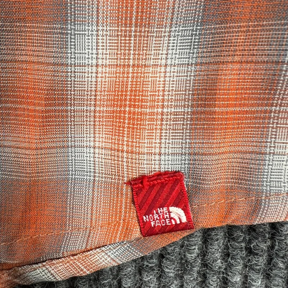 The North Face Shirt Mens XL Extra Large Orange Plaid Long Sleeve Button‎ Up
